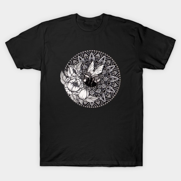 Bumble Bee Mandala T-Shirt by Litedawn